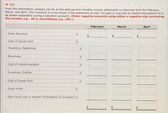 Shamrock Enterprises. Mar. 31 Jan. 31 Feb. 28 Apr. 30 $15,600 $15,704