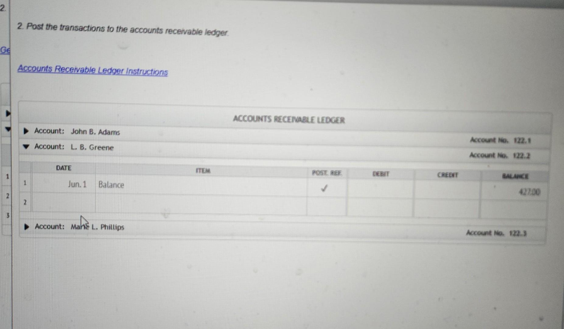 general ledger and accounts receivable ledger accounts. General Journal Instructions June 1