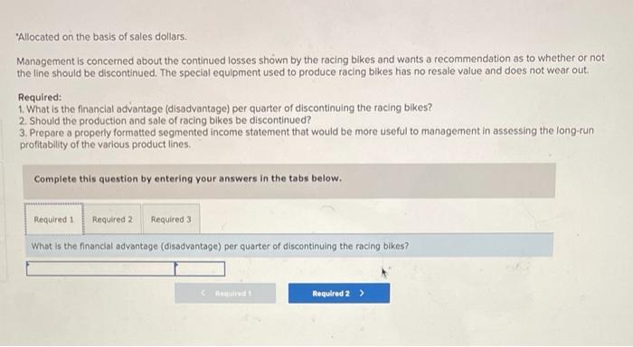 Company manufactures three types of bicycles-a dirt bike, a mountain bike, and