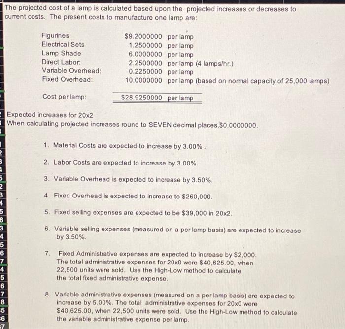 1,125,000.00 723,250.00 $ 401,750.00 Sales 25,000 lamps @ $45.00 Cost of Goods
