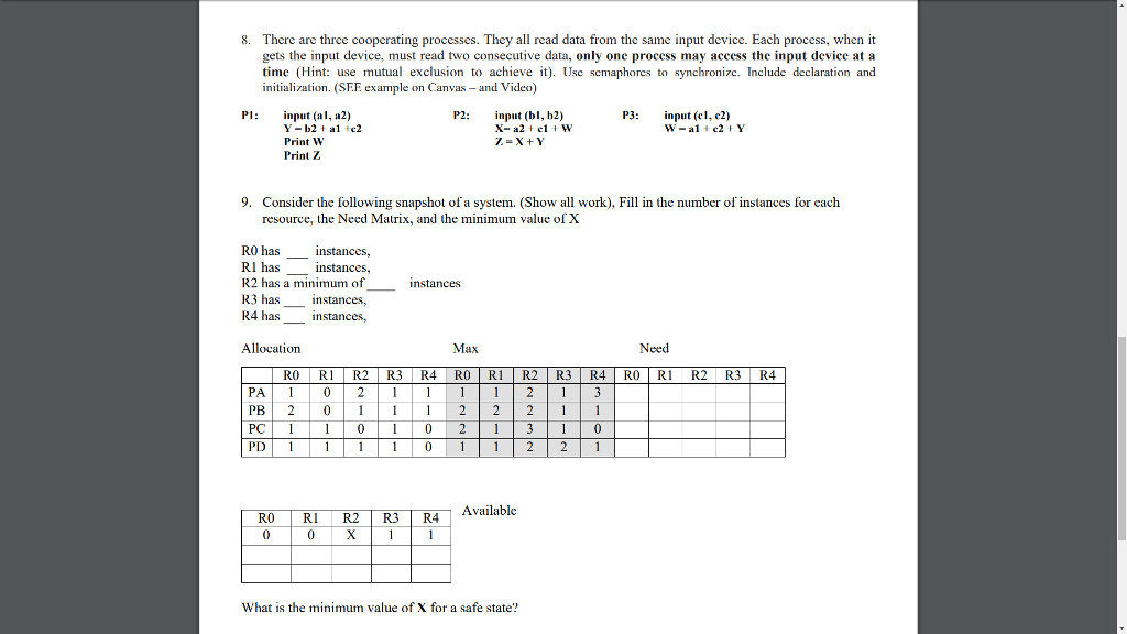 There are three cooperating processes. They all read data from the same