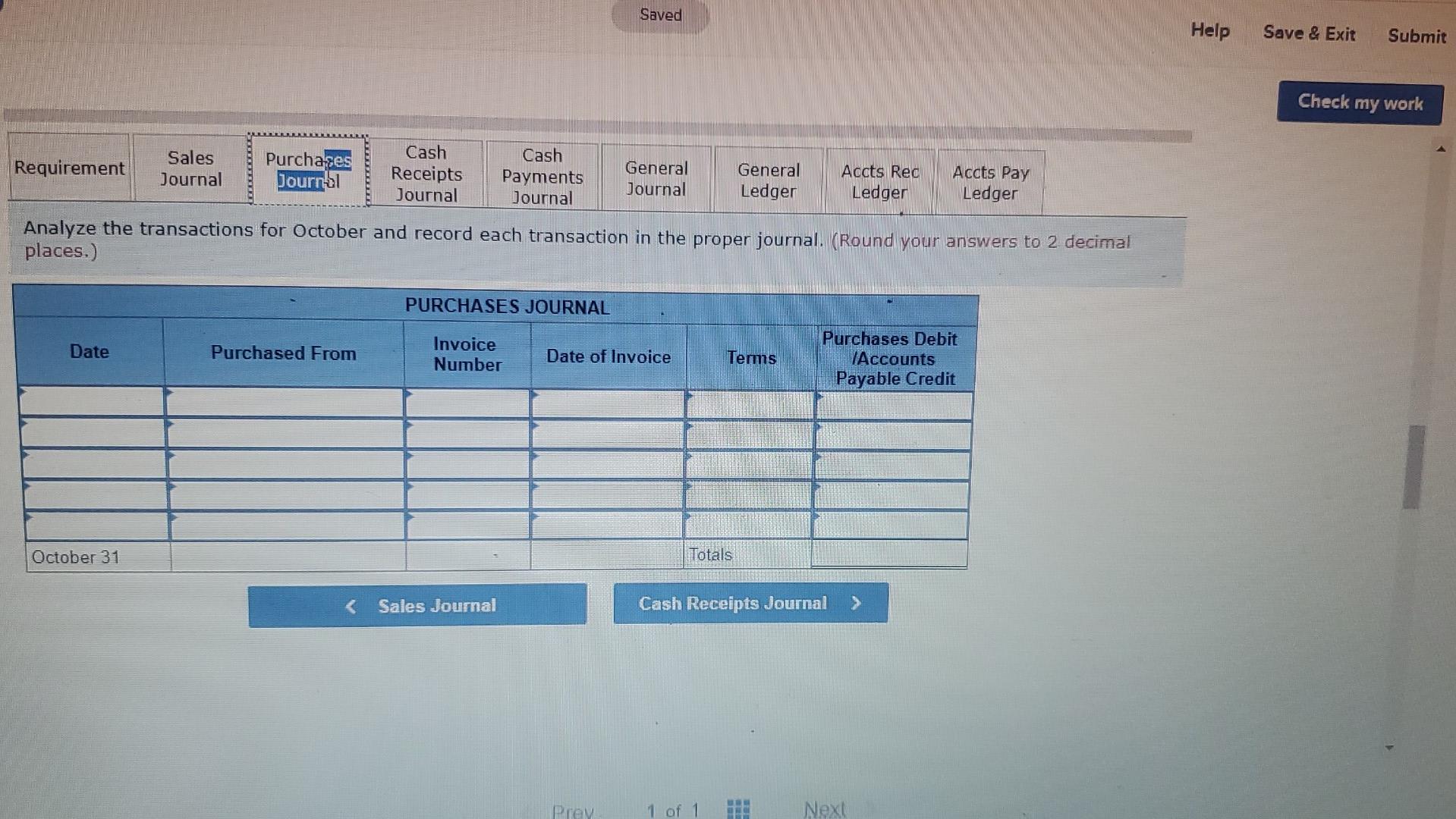 Saved Help Save & Exit Submit Check my work Requirement Sales
