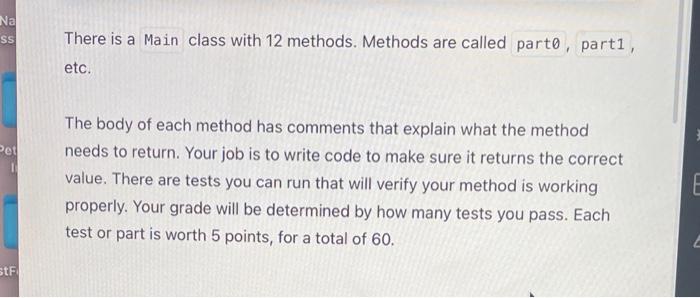 hi please answer each part of this code There is a class