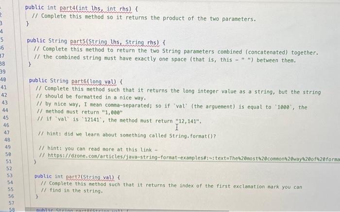 method has comments that explain what the method needs to return. Your
