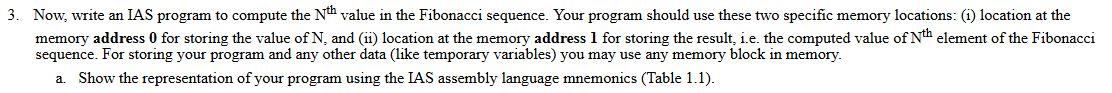  3. Now, write an IAS program to compute the Nth value