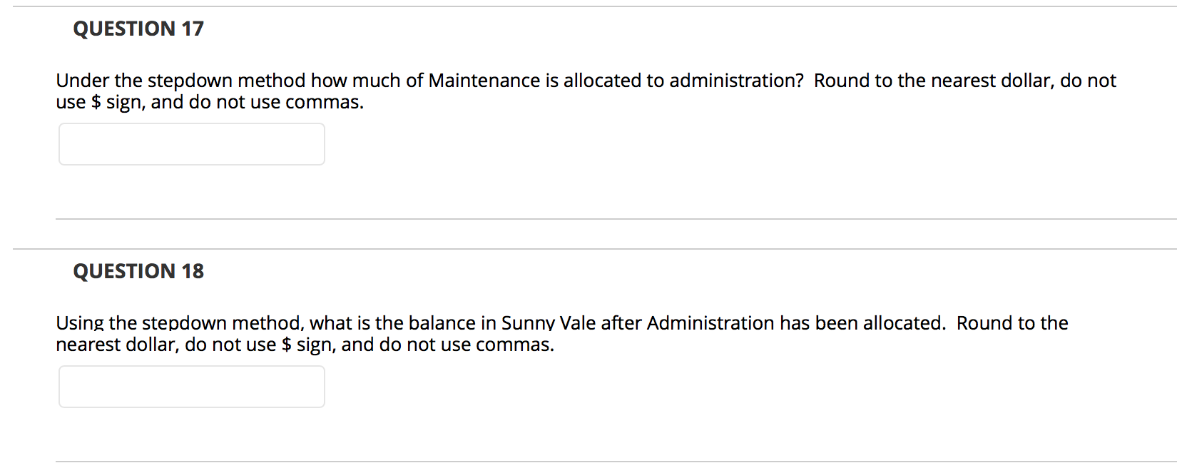 Facilities has three Revenue Producing Departments and four Non-Revenue Producing departments with