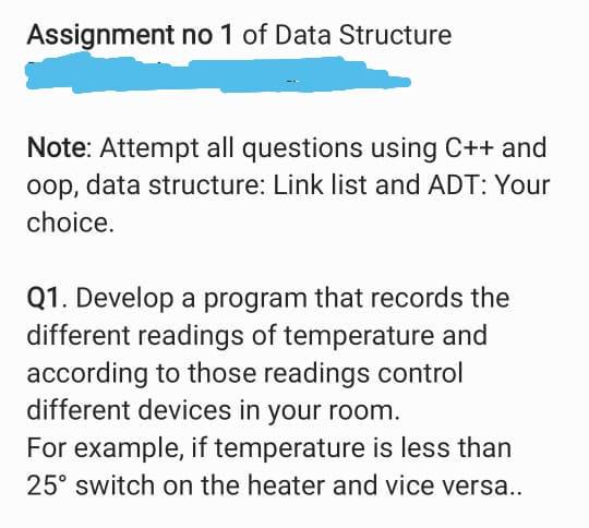 answer please asap me Assignment no 1 of Data Structure Note: Attempt