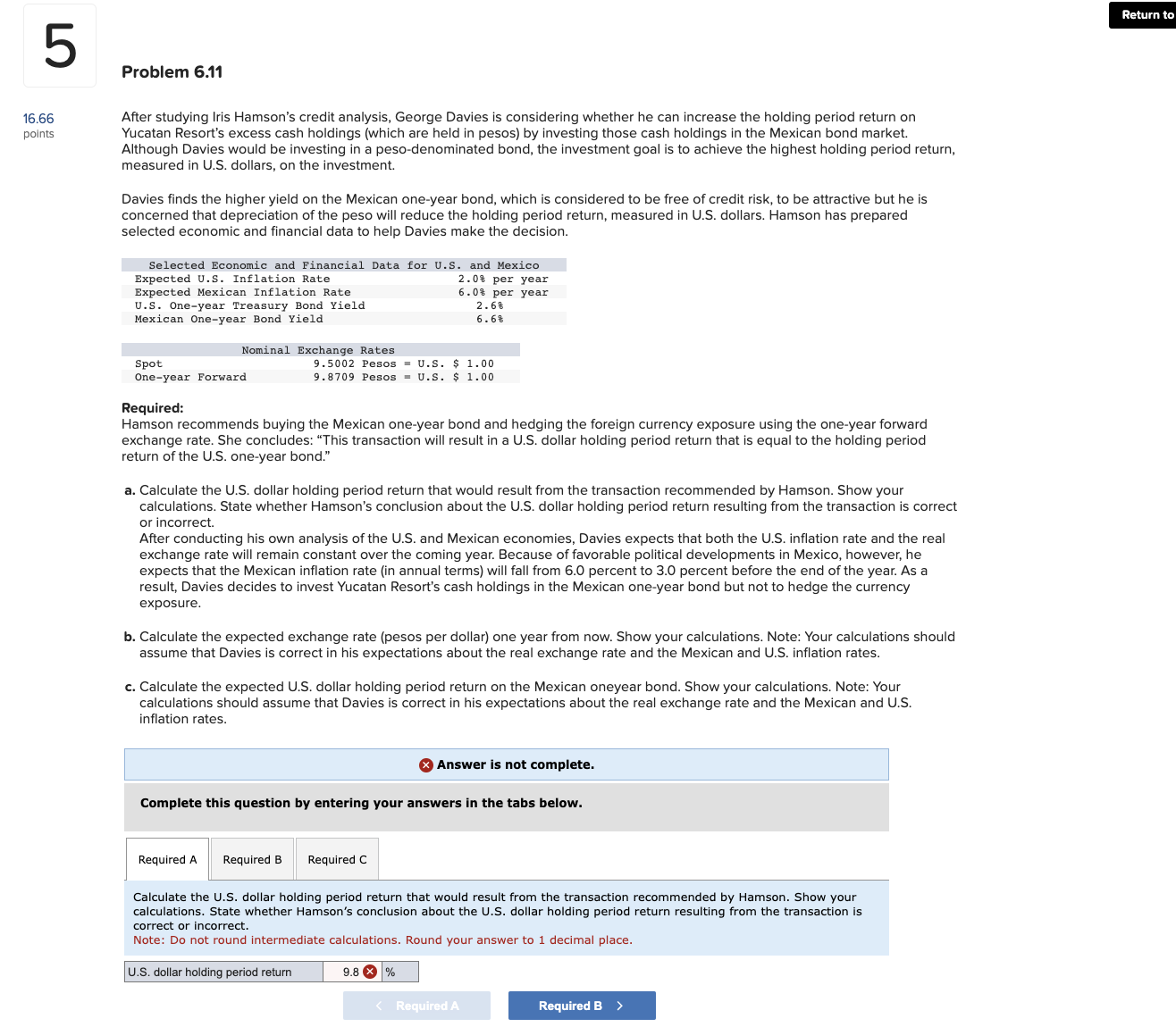  Problem 6.11 16.66 points After studying Iris Hamson's credit analysis, George