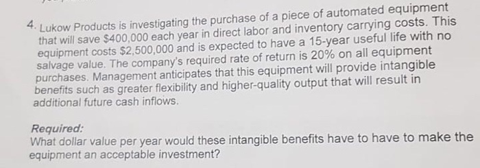 please show proper solution with formular or in table. thanks Lukow Products