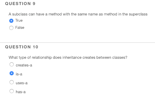 O python object base O class QUESTION 2 A class can only