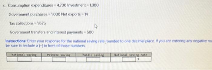 a. Household saving =200 Business saving =400 Govemment purchases of goods and