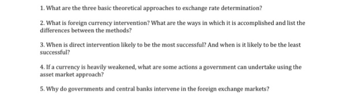  What are the three basic theoretical approaches to exchange rate determination?