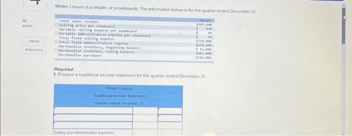  2. Prepare a contribution format income statement for the quarter ended