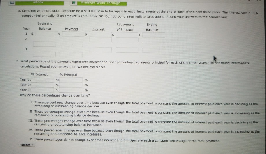  eBook Problem walk-through a. Complete an amortization schedule for a $10,000