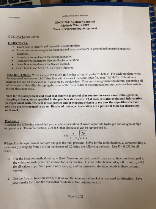  Answer in Matlab form and explain steps please Applied Numerical Methods