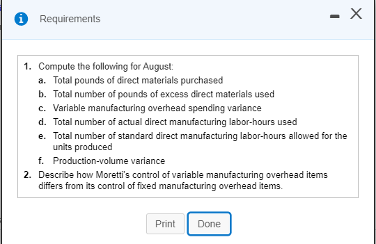 and two overhead-cost categories (variable manufacturing overhead and fixed manufacturing overhead, both