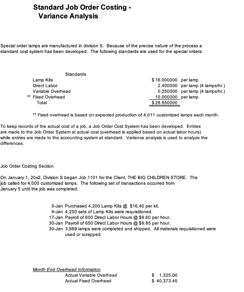 Labor Cost Per Lamp Factory overhead per unit {9.02) {9.03) Total cost