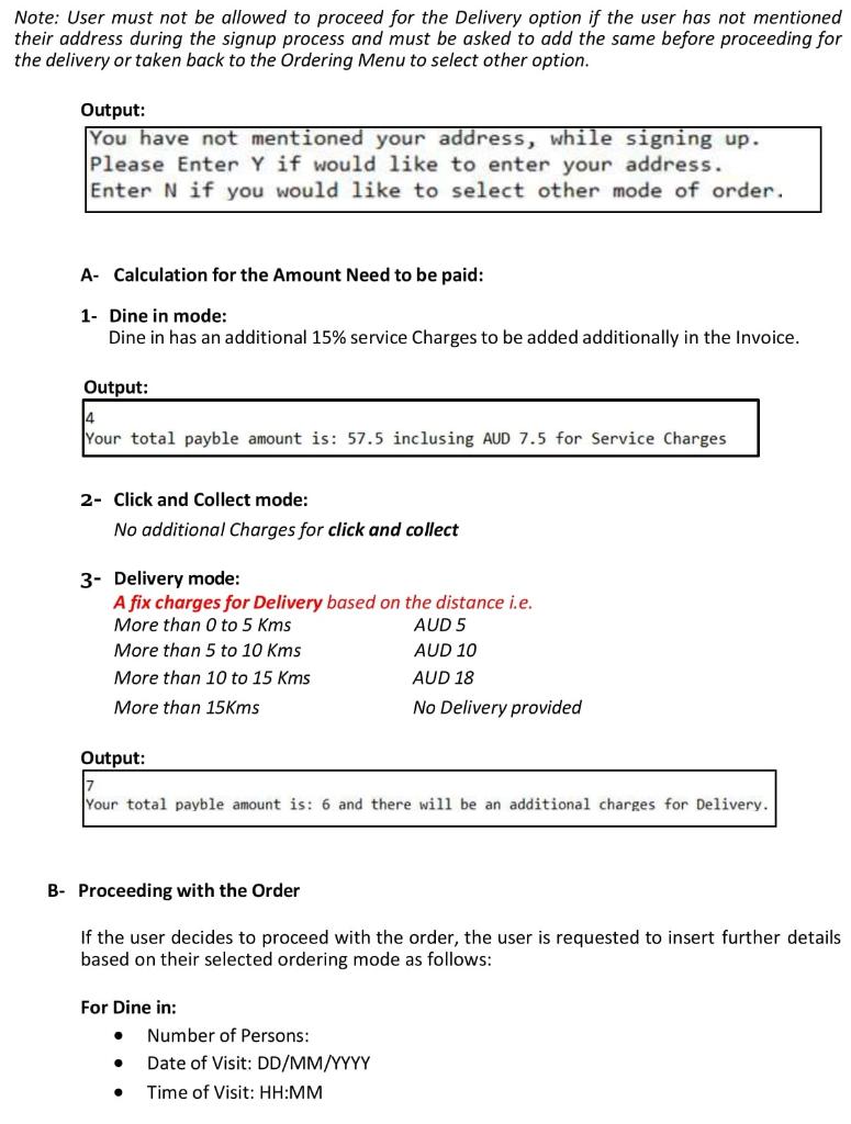 To Login Page Output: Please Enter 1 for Dine in. Please Enter