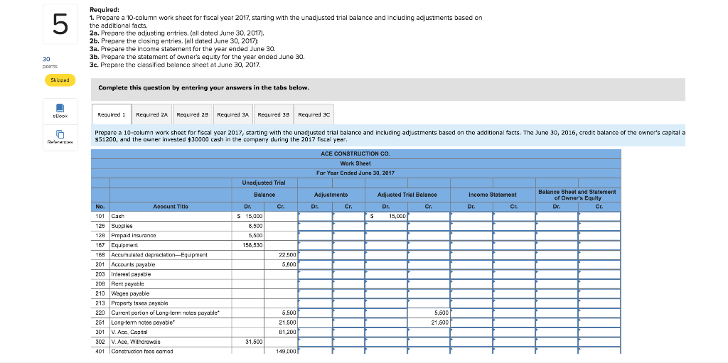 financial statements LO C3, P1, P2 halance of the 's.cnital acrouct was