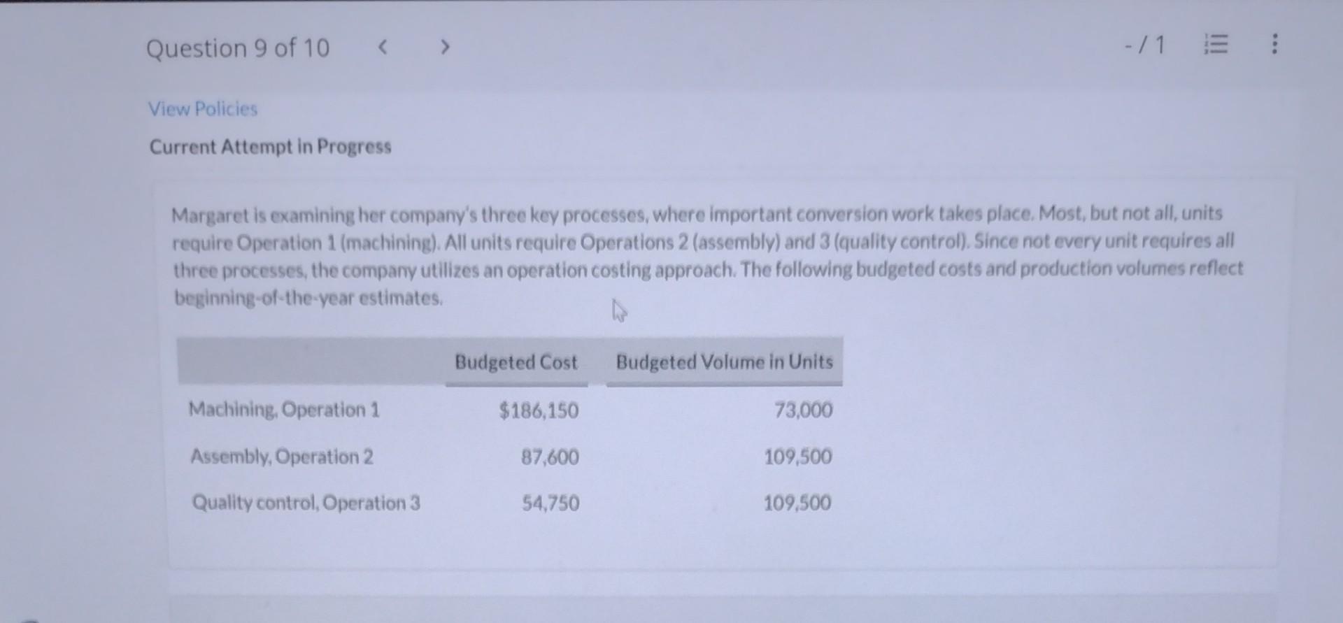 View Policies Current Attempt in Progress Margaret is examining her company's