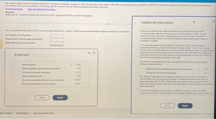  PLEASE ANSWER QUICKLY Mr. Jonsson sells a line of computer software