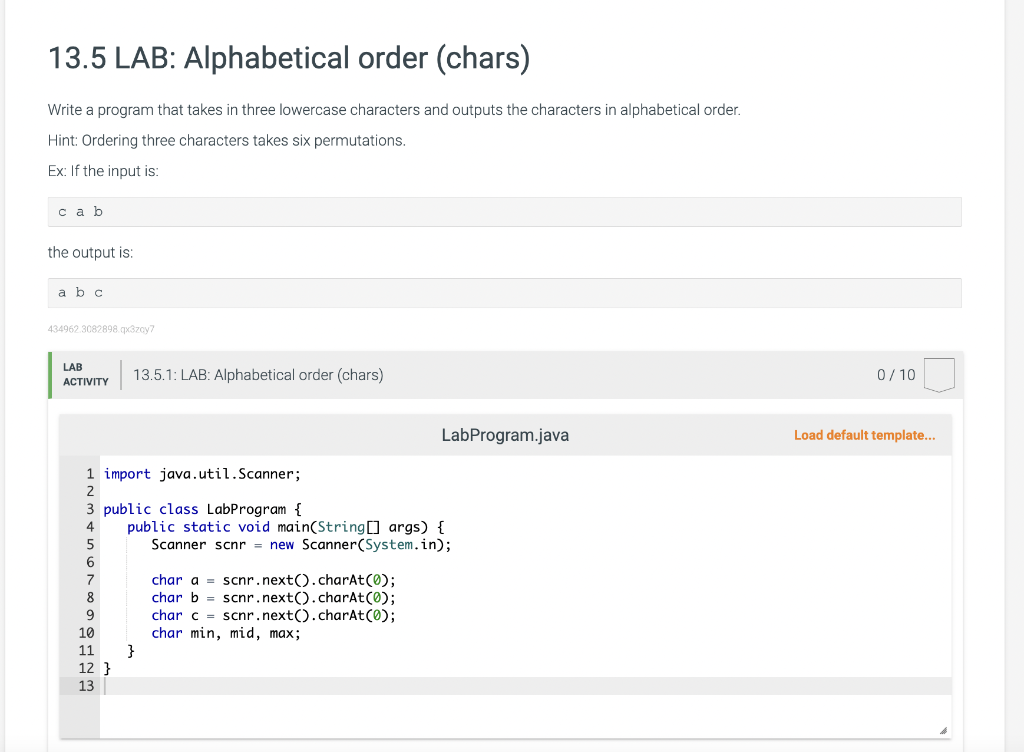 please read! Code in java / no complex arrays. Ordering should take