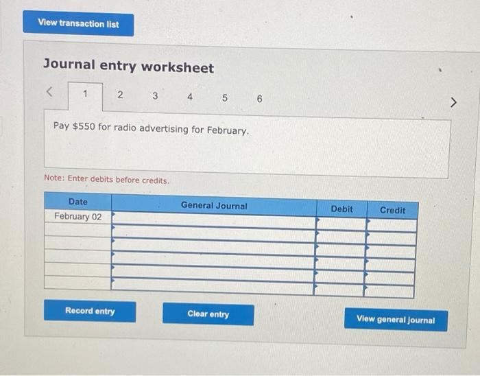 has the following transactions during the month of February February 2 Pay