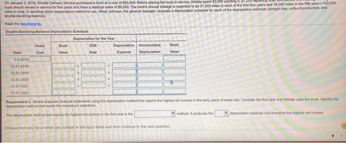 truck at a cost of $90,000. Before placing the truck in service,