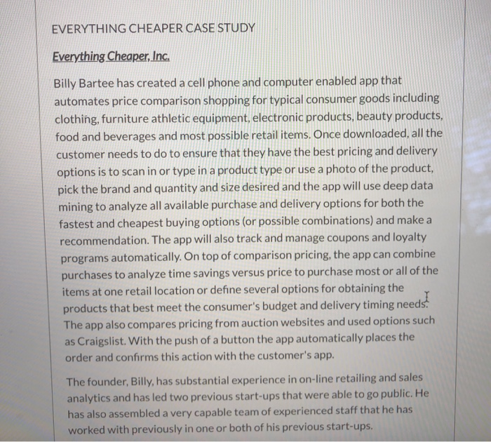  appricaite all the help! EVERYTHING CHEAPER CASE STUDY Everything Cheaper, Inc.