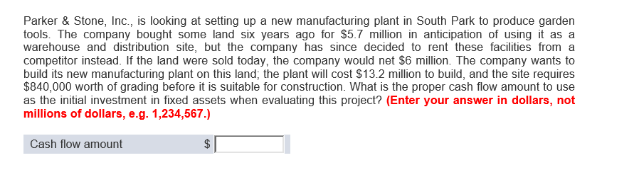  Parker & Stone, Inc., is looking at setting up a new