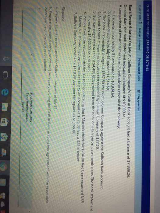  CLICK HERE TO REVIEW LEARNING OE ECTIVES QUESTION 1 Notyet a