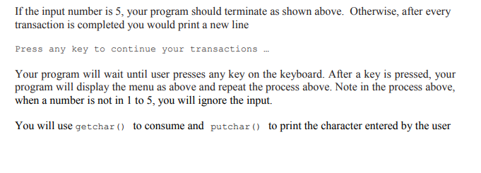 will create an ATM menu specified below: 1) Check balance 2) Make