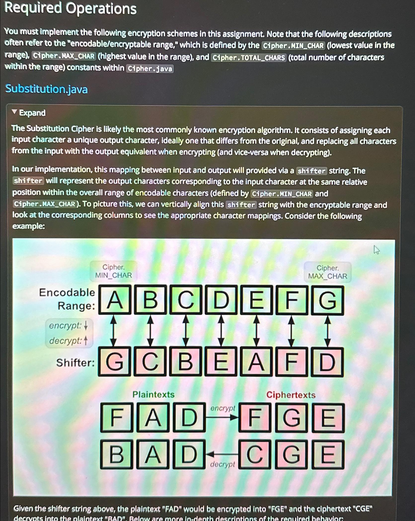  Required Operations You must implement the following encryption schemes in this