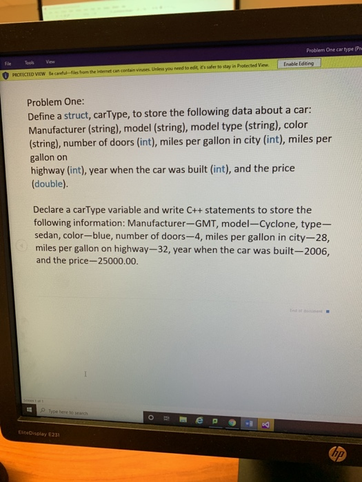 HELP PLS Problem One car typer Enable Editing File Tools View O
