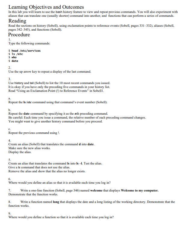 Learning Ubjectives and Uutcomes In this lab you will learn to