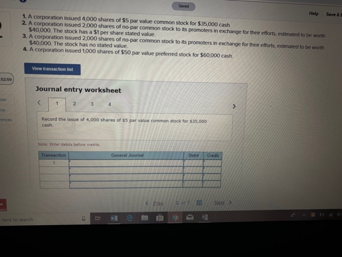 stock has a $2 par value. 2. The stock has neither par