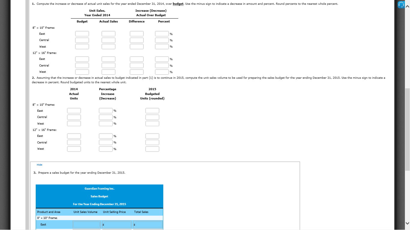 picture are random: 2-3-1 1. Compute the increase or decrease of actual