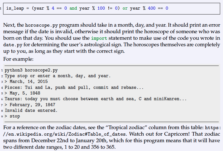 take in a month, day of the month and year, and convert