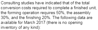 units, silicone Polypropylene used Silicone purchased Total conv, costs incurred Total equivalent