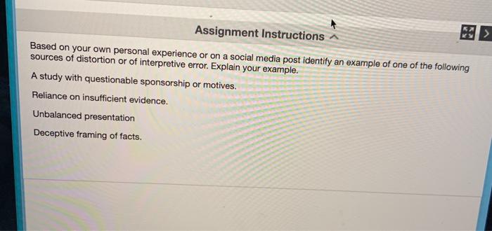  > Assignment Instructions Based on your own personal experience or on