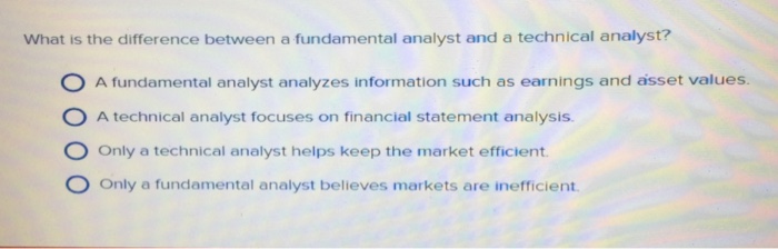  What is the difference between a fundamental analyst and a technical