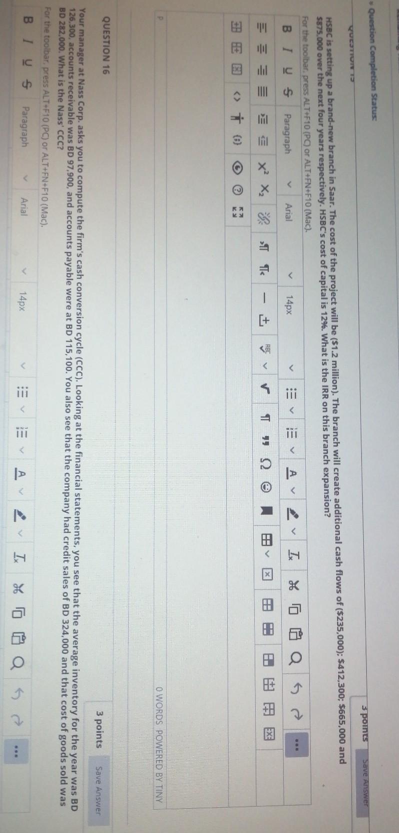 ? Question Completion Status 3 points Save Answer QUESTION HSBC is