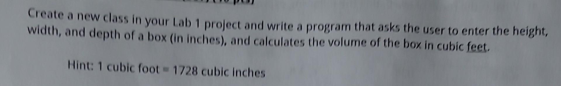  In java please Create a new class in your Lab 1