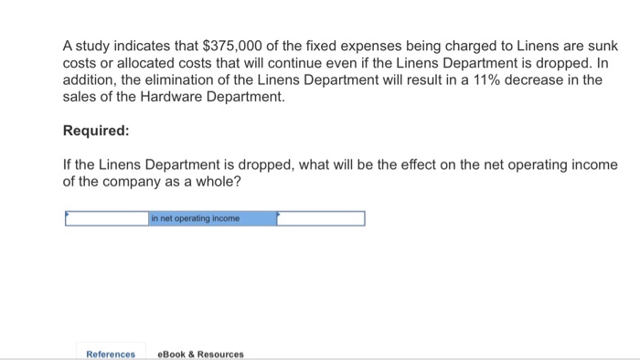 departments, Hardware and Linens. The company's most recent monthly contribution format income