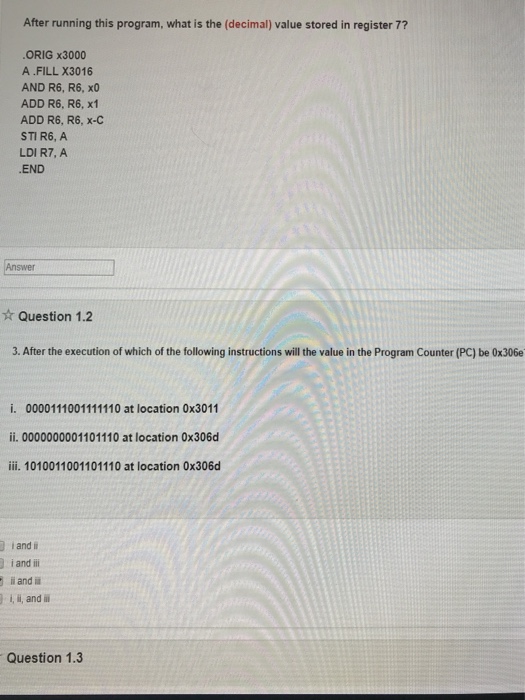  After running this program, what is the (decimal) value stored in
