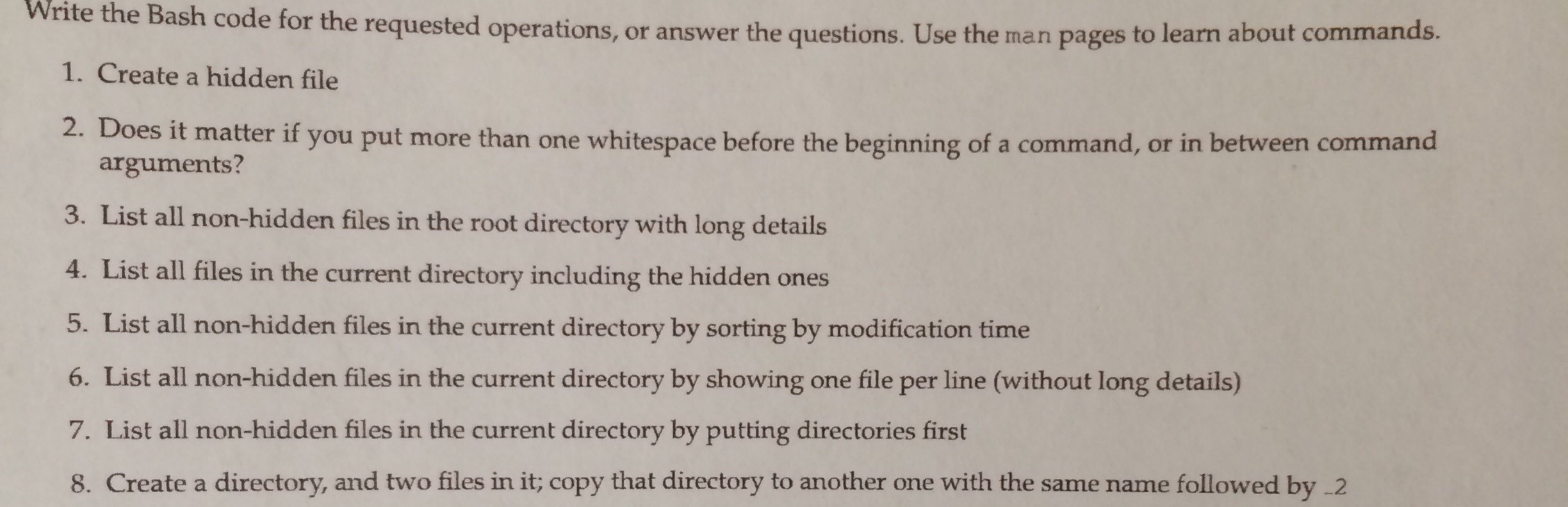 Coding done in linux console commands Write the Bash code for the