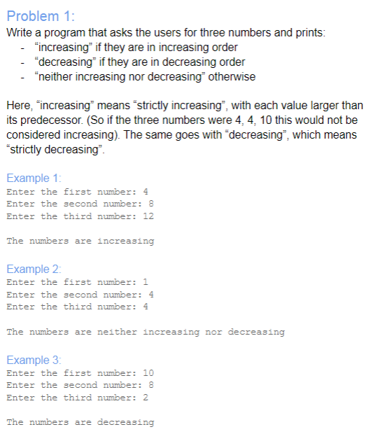 I need this quick Please. In Java, The examples are what the