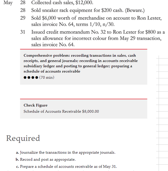 Schedule of Accounts Receivable: $8,000 P6-2B. (In the Excel templates on MyLab