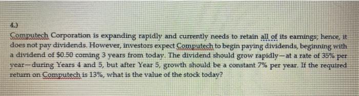 return on the stock. Is is 8.5%. What is the stock's current