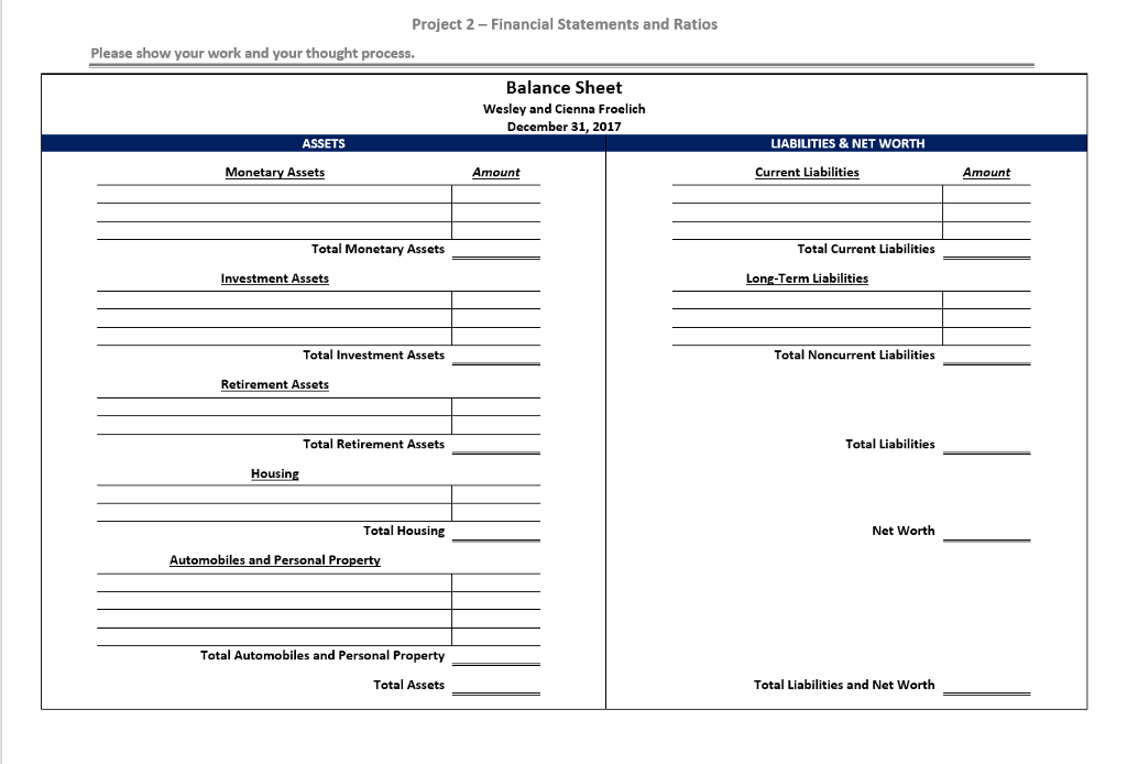 guide Based on information they provided to you: 2. Construct their Balance